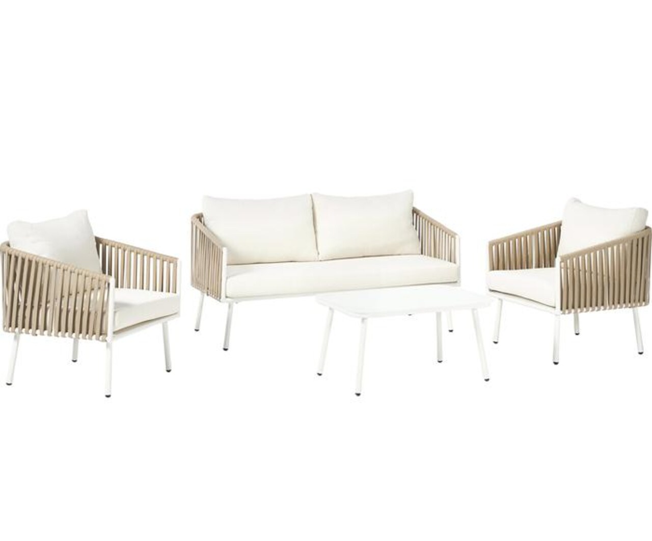 Garden lounge set Malo, 4 parts in White & Green