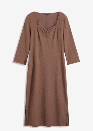 Midi dress made from lightweight crepe in brown