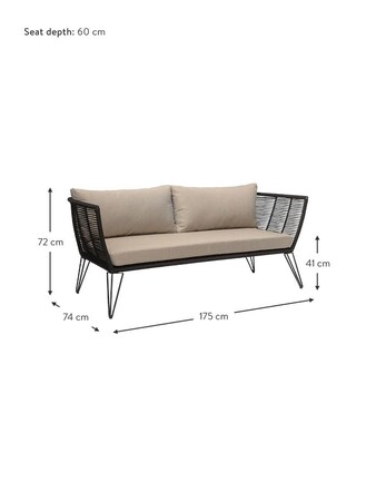 Garten-Loungesofa Mundo mit Kunststoff-Geflecht (2-Sitzer) in Beige