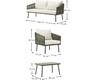 Garden Lounge Set Malo, 4 parts in Green & White