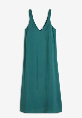 Strap dress in viscose blend in green & black