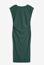 Cotton jersey dress with stretch in green, white, black & orange