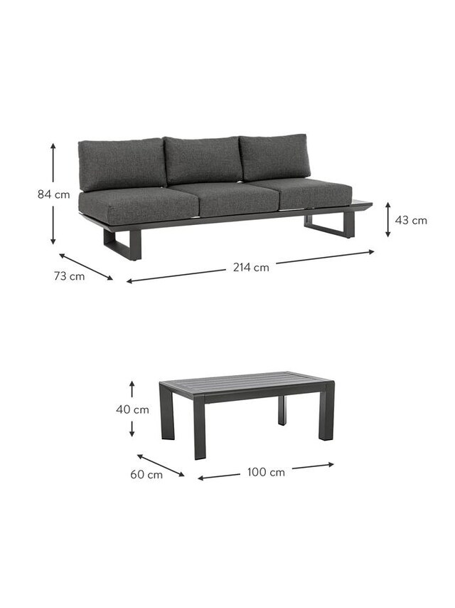 Garten-Lounge-Set Konnor, 3-tlg. in Black & White