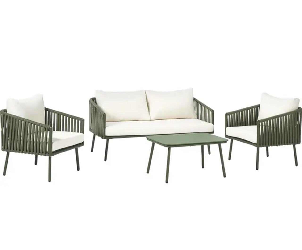 Garden Lounge Set Malo, 4 parts in Green & White