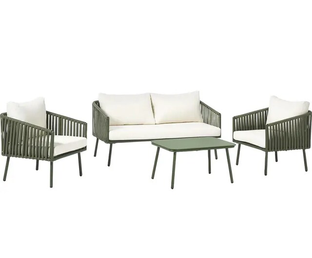 Garden Lounge Set Malo, 4 parts in Green & White